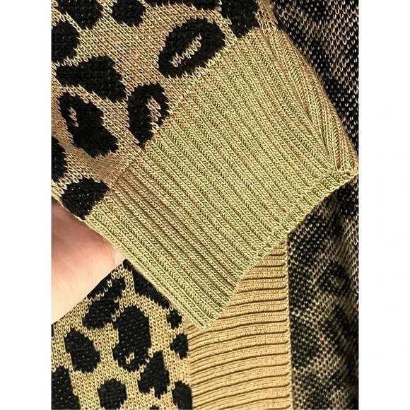 Nine West Women’s XL Brown Black Cheetah Print Cardigan - Picture 5 of 6